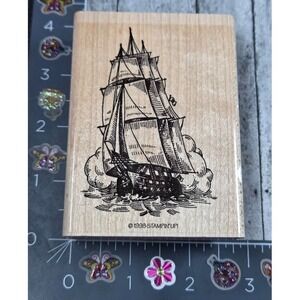 Stampin' Up! Sailboat Schooner Vintage Sea 1998 Rubber Stamp Wood #V48